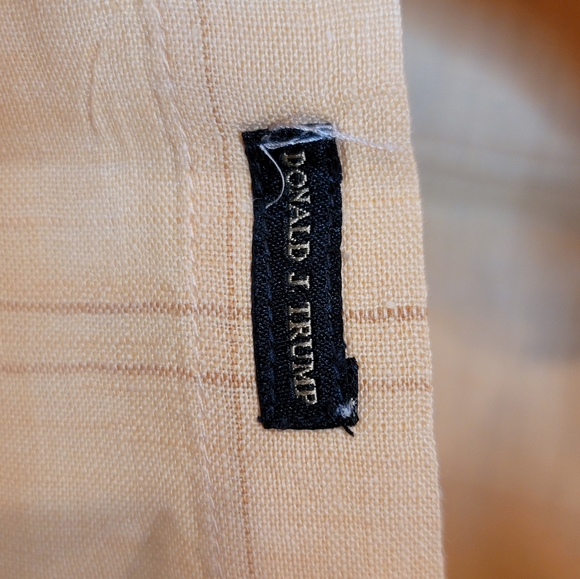 NWOT-Donald J Trump Signature Collection Men's Yellow Plaid Shirt Large - Picture 5 of 5